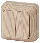 Intro Выключатель Quadro 2-104-11 двухклавишный 10А-250В, IP20, ОУ, сосна Б0053763