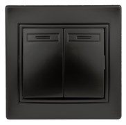 Intro 1-104-05 Выключатель двойной, 10А-250В, IP20, СУ, Plano, антрацит (10/200/2400) Б0044563