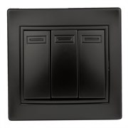 Intro 1-106-05 Выключатель тройной, 10А-250В, IP20, СУ, Plano, антрацит (10/200/2400) Б0044565