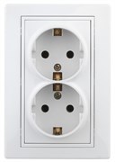 Intro 1Э-205-01 Розетка 2X2P+E Schuko, 16А-250В, СУ, б.л., Plano, белый (10/100/1400) Б0038830