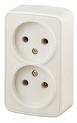 Intro Розетка Polo 3-203-02 без заземления двойная 2х2P, 16A-250В, IP20, ОУ, слоновая кость Б0053567