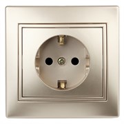 Intro 1-202-04 Розетка 2P+E Schuko, 16А-250В, IP20, СУ, Plano, шампань (10/200/2000) Б0030059