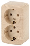 Intro Розетка Polo 3-204-11 с заземлением двойная 2х2P+E Schuko, 16A-250В, IP20, ОУ, сосна Б0053578