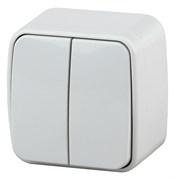 Intro Выключатель Polo 3-104-01 двухклавишный, 10A-250В, IP20, ОУ, белый Б0053537