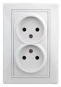 Intro 1-204-01 Розетка 2х2P, 16А-250В, IP20, СУ, Plano, Белый Б0027613