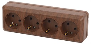 Intro Розетка Quadro 2-208-10 с заземлением четырёхместная 4х2P+E, 16А-250В, IP20, ОУ, венге Б0053842