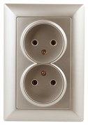 Intro 4-204-04 Розетка 2х2P, 16А-250В, СУ, Solo, шампань (10/100/1200) Б0043329