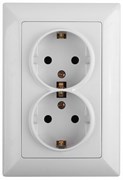 Intro 4-205-01 Розетка 2X2P+E Schuko, 16А-250В, СУ, Solo, Белый Б0043333