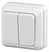Intro Выключатель Quadro 2Э-104-01 двухклавишный, 10А-250В, IP20, ОУ, без монтажной пластины, белый Б0053901