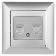 Intro 4-302-03 Розетка телефонная RJ11, СУ, Solo, алюминий (10/200/2000) Б0043377