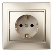Intro Розетка Plano 1-202-04 с заземлением 2P+E Schuko, 16А-250В, IP20, СУ, шампань Б0053879