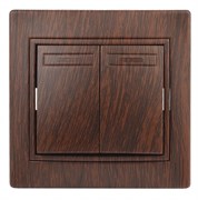 Intro 1-104-10 Выключатель двойной, 10А-250В, IP20, СУ, Plano, венге (10/200/2400) Б0030044