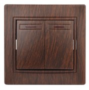 Intro 1-105-10 Выключатель двойной с подсветкой, 10А-250В, IP20, СУ, Plano, венге (10/200/2400) Б0030048