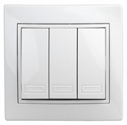 Intro 1-106-01 Выключатель тройной, 10А-250В, IP20, СУ, Plano, Белый Б0027605