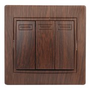 Intro 1-106-10 Выключатель тройной, 10А-250В, IP20, СУ, Plano, венге (10/200/2400) Б0030052