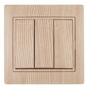 Intro 1-106-11Выключатель тройной, 10А-250В, IP20, СУ, Plano, сосна (10/200/2400) Б0030053