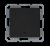 Jasmart Выключатель одноклавишный проходной со светодиодом 10A 250V~ с накладкой, цвет Антрацит G3012NB