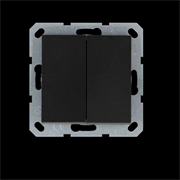 Jasmart Выключатель двухклавишный проходной 10A 250V~ с накладкой, цвет Антрацит G3022B
