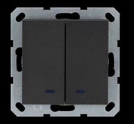 Jasmart Выключатель двухклавишный со светодиодами 10A 250V~ с накладкой, цвет Антрацит G3023NB