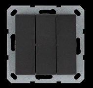 Jasmart Выключатель трехклавишный 10A 250V~ с накладкой, цвет Антрацит G3031B