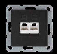 Jasmart Интернет-розетка RJ45 двойная с накладкой, цвет Антрацит G6106B