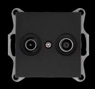 Jasmart Розетка TV+FM Φ9.5mm проходная с накладкой, цвет Антрацит G6205B