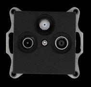 Jasmart Розетка TV+FM+SAT Φ9.5mm оконечная с накладкой, цвет Антрацит G6206B