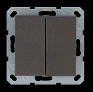 Jasmart Выключатель двухклавишный проходной 10A 250V~ с накладкой, цвет Мокко G3022Z