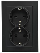 Jasmart Розетка SHUKO© двойная с защитными шторками 16A 250V~ 2P+T, цвет Антрацит G5504B