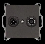 Jasmart Розетка TV+FM Φ9.5mm проходная с накладкой, цвет Мокко G6205Z