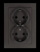 Jasmart Розетка SHUKO© двойная с защитными шторками 16A 250V~ 2P+T, цвет Мокко G5504Z