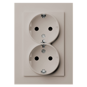 Jasmart Розетка SHUKO© двойная с защитными шторками 16A 250V~ 2P+T, цвет Тауп G5504T