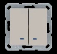 Jasmart Выключатель двухклавишный со светодиодами 10A 250V~ с накладкой, цвет Тауп G3023NT