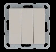 Jasmart Выключатель трехклавишный 10A 250V~ с накладкой, цвет Тауп G3031T