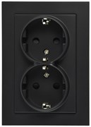 Jasmart G Черный матовый Розетка с/з двойная со шторками 16A 250V~ G5504PB