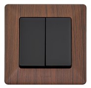 Legrand Valena Life Black выключатель двухклавишный 10А 250В с лицевой панелью. Безвинтовые зажимы, антрацит. 756305