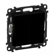 Legrand Valena Life Black переключатель двухклавишный 10А 250В с лицевой панелью. Безвинтовые зажимы, антрацит. 756308