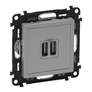 Legrand Valena Life алюминий розетка 2-ая USB 240В/5В 1500мА 753612