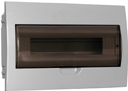IEK GENERICA Корпус пластиковый ЩРВ-П-18 черн. прозр. дверь IP41 MKP12-V-18-41-G
