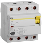 IEK KARAT Выключатель дифференциальный УЗО ВД1-63 4Р 50А 100мА тип А MDV11-4-050-100
