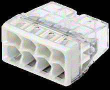 Wago клеммы для одножильных проводников; макс. 2,5 мм²; 8-проводн.; прозрачный корпус; светло-серая крышка 2273-208