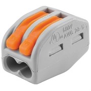 Wago клеммы для всех типов проводников; макс. 4 мм²; 2-проводн.; с рычагами; серый корпус, упаковка 50 шт 222-412