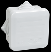 IEK Коробка КМ41236 распаячная для о/п 70х70х44 мм IP44 (RAL7035, 4 гермоввода, защелкивающаяся крышка) UKOZ11-070-070-040-K41-44