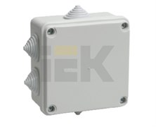 IEK Коробка КМ41234 распаячная для о/п 100х100х50мм IP55 (RAL7035, 6 гермовводов) UKO11-100-100-050-K41-55