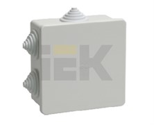 IEK Коробка КМ41235 распаячная для о/п 85х85х40мм IP44 (RAL7035, 6 гермовводов) UKO11-085-085-040-K41-44