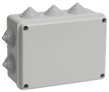 IEK Коробка КМ41241 распаячная для о/п 150х110х70 мм IP44 (RAL7035, 10 гермовводов) UKO10-150-110-070-K41-44