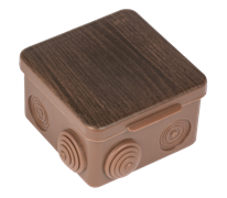 EKF PROxima Коробка распаячная КМР-030-031 с крышкой (80х80х50) 7 мембранных вводов тёмное дерево IP54 plc-kmr-030-031-t