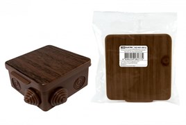 TDM Распаячная коробка ОП 80х80х50мм, крышка, "ЭКО" (венге), IP54, 7вх. инд. штрихкод SQ1401-0612