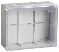 IEK Коробка КМ41277 распаячная для о/п 240х195х165 мм IP44 (RAL7035, прозр. кр., кабельные вводы 5 шт) UKO10-240-195-165-K51-44