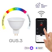EKF Умная лампа GU5.3 Connect 4,5W WIFI RGBW slwf-gu-53-rgbw